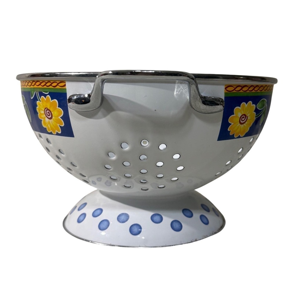 Villeroy & Boch Colander White Sunflower Floral Polka Dot Vintage Enamel